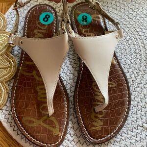 SAM EDELMAN Creme White Nubuck Leather Suede Greta Thong/Sandal Flip Flops-sz 8